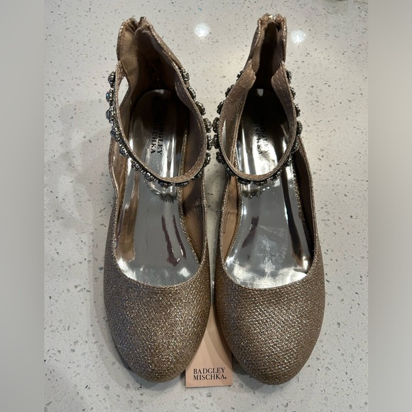 Badgley Mischka Girls' Glitter Mesh Block Heel - Picture 2 of 7